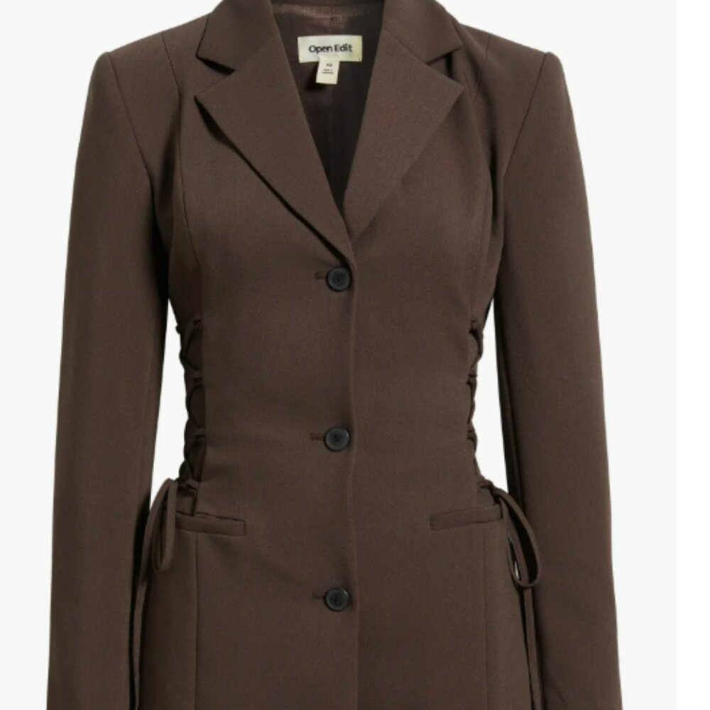 Open Edit Brown Corset Blazer Minidress Size Medium